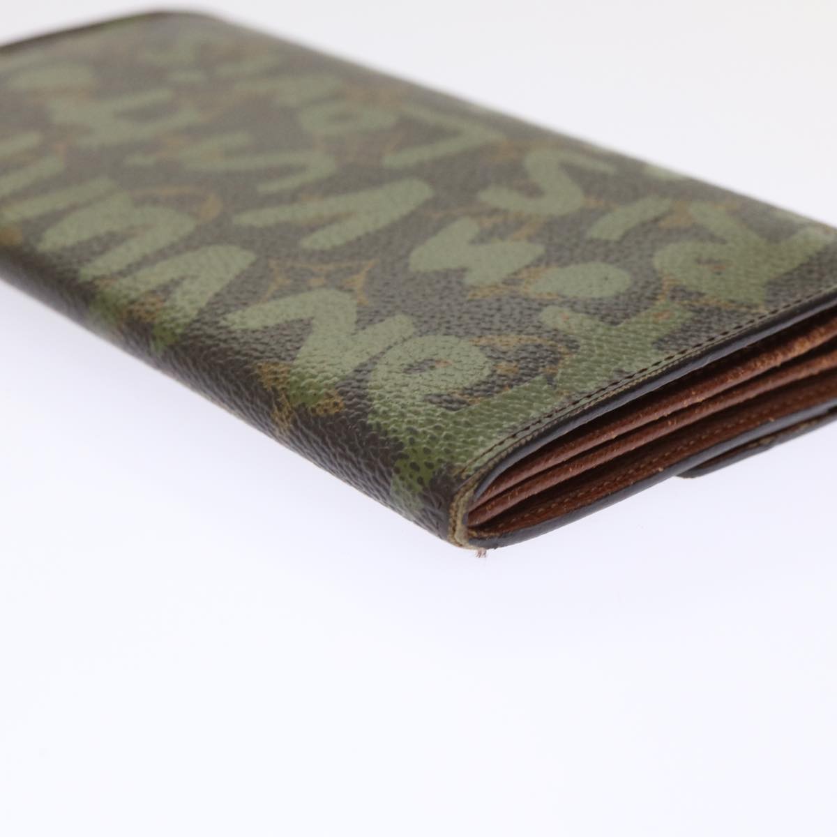 LOUIS VUITTON Graffiti Porte Monnaie Credit Long Wallet Khaki M92188 50243