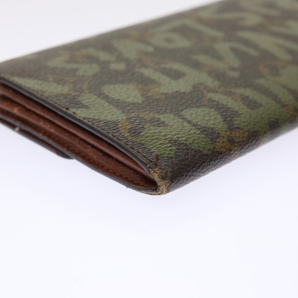 LOUIS VUITTON Graffiti Porte Monnaie Credit Long Wallet Khaki M92188 50243