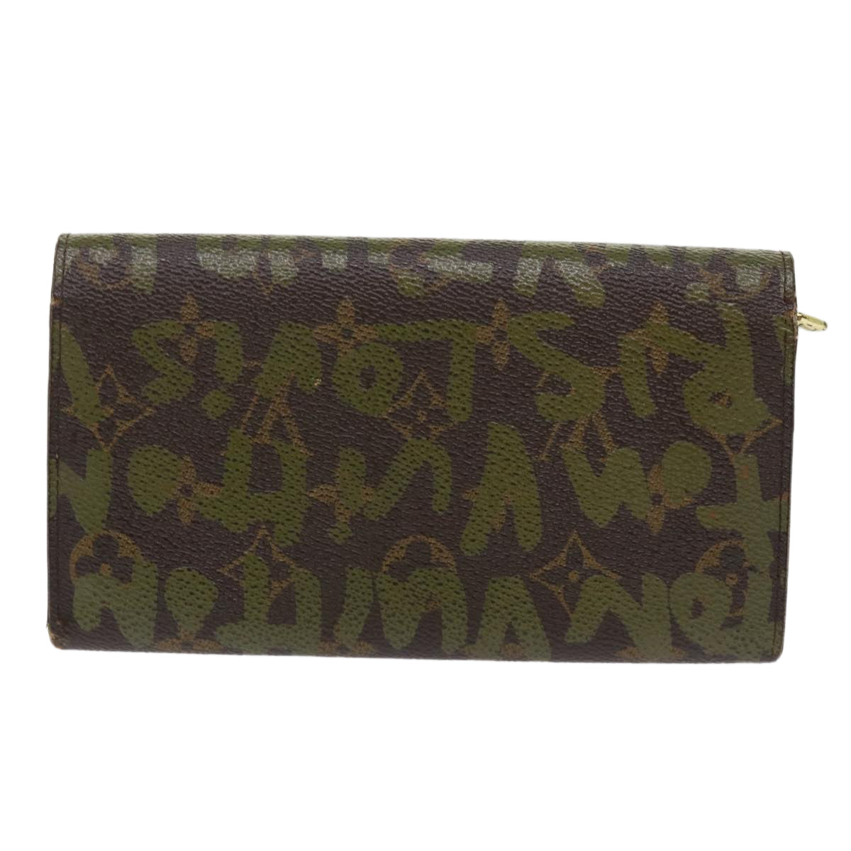 LOUIS VUITTON Graffiti Porte Monnaie Credit Long Wallet Khaki M92188 50243