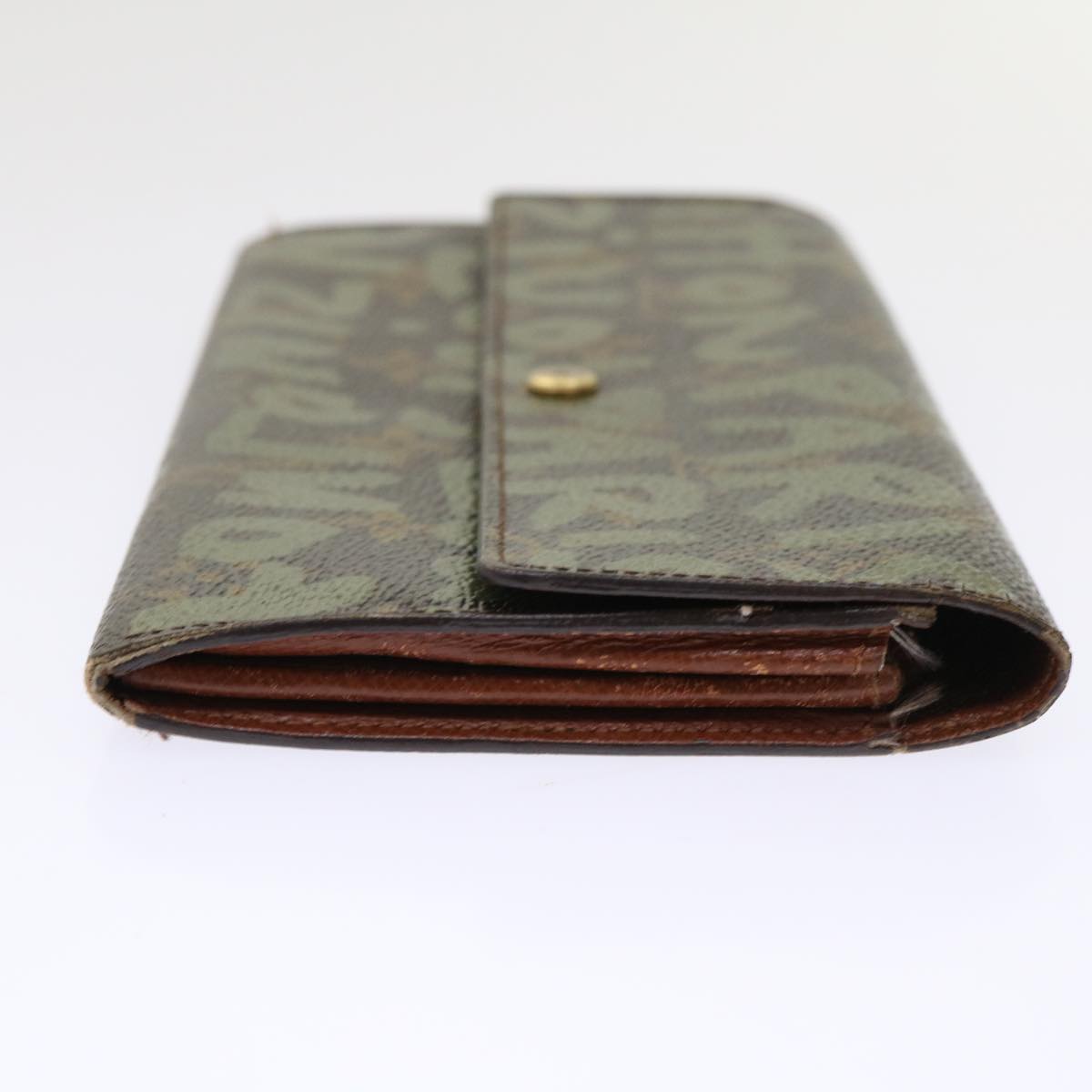 LOUIS VUITTON Graffiti Porte Monnaie Credit Long Wallet Khaki M92188 50243