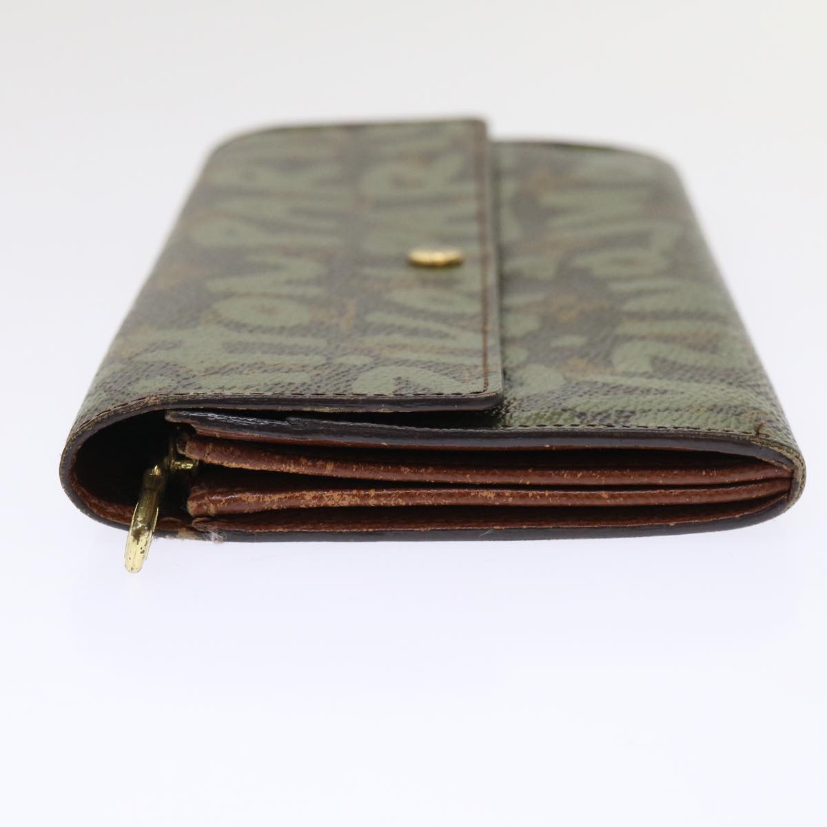 LOUIS VUITTON Graffiti Porte Monnaie Credit Long Wallet Khaki M92188 50243