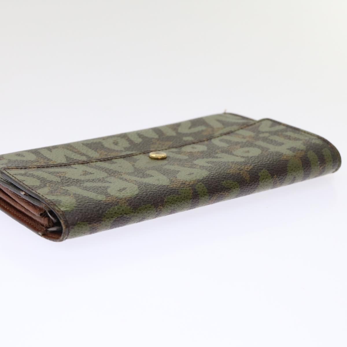 LOUIS VUITTON Graffiti Porte Monnaie Credit Long Wallet Khaki M92188 50243
