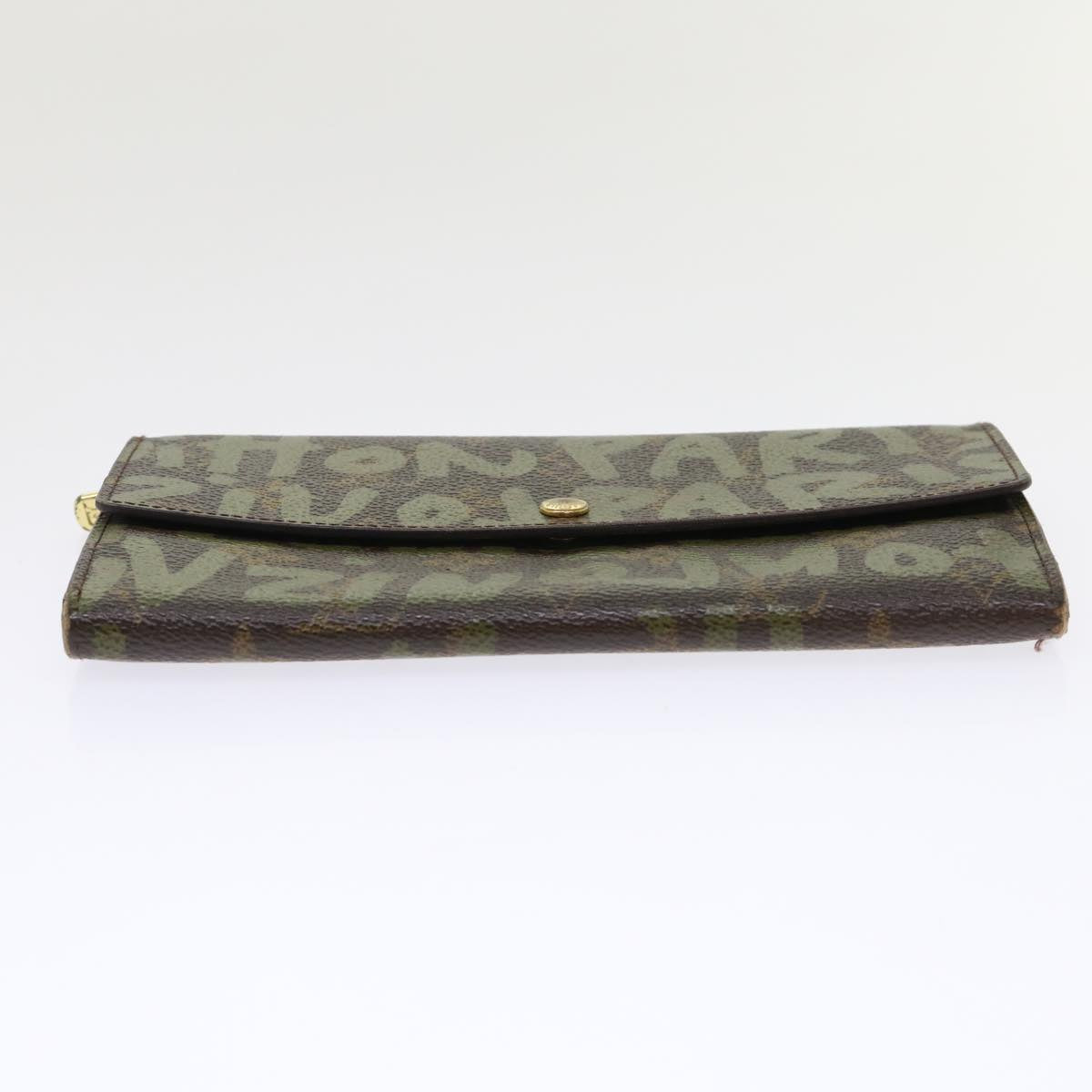 LOUIS VUITTON Graffiti Porte Monnaie Credit Long Wallet Khaki M92188 50243