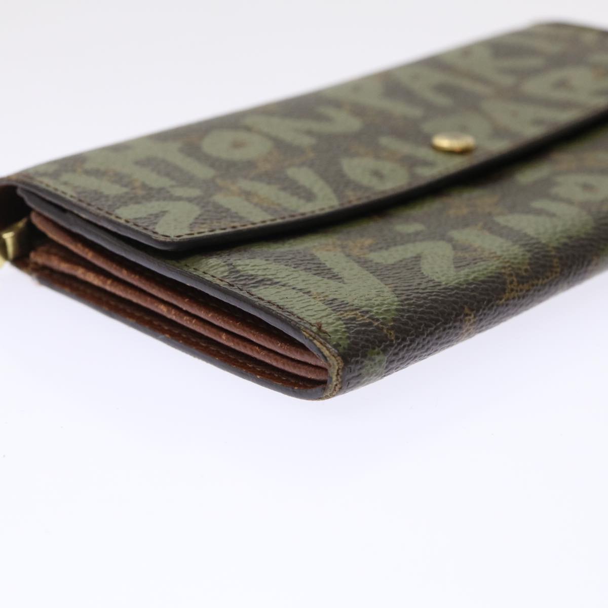 LOUIS VUITTON Graffiti Porte Monnaie Credit Long Wallet Khaki M92188 50243