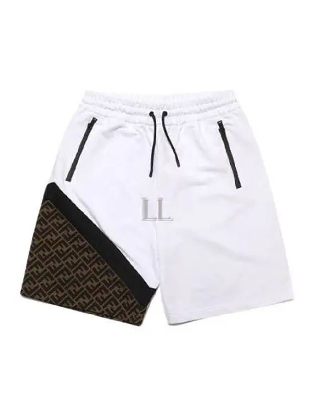 Luxury Fendi Bermuda Elastic Drawstring Waist Shorts White Black