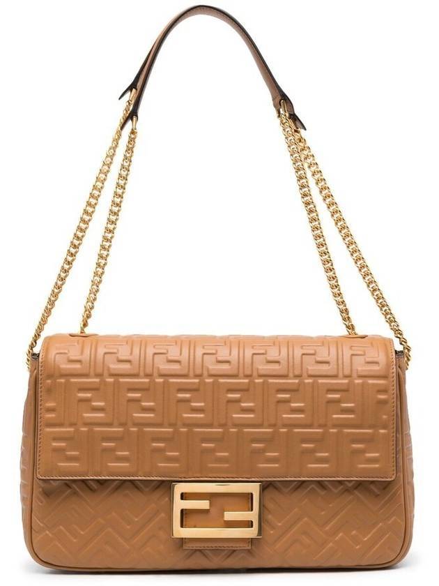 Luxury Fendi Baguette Chain Large Nappa Leather Shoulder Bag Brown