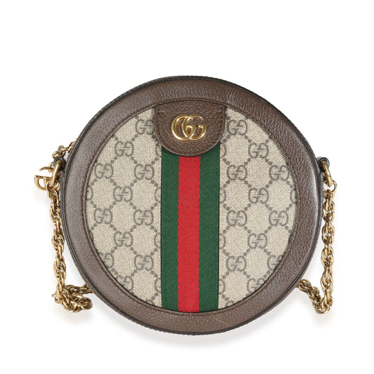 Luxury Gucci Trending 2025 Beige GG Supreme Canvas Mini Ophidia Round Shoulder Bag