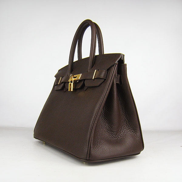 Luxury Hermes Birkin 30cm Togo Leather Handbags Dark Coffee Golden