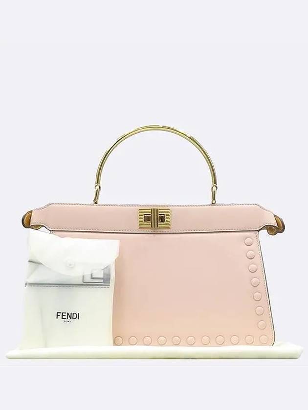 Luxury Fendi 8BN323 Pink color Peekaboo I SEE U IC gold handle tote bag