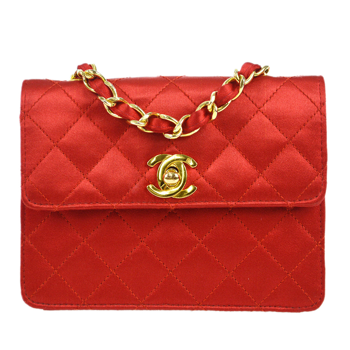 Luxury Chanel 1989-1991 Straight Flap Micro Satin