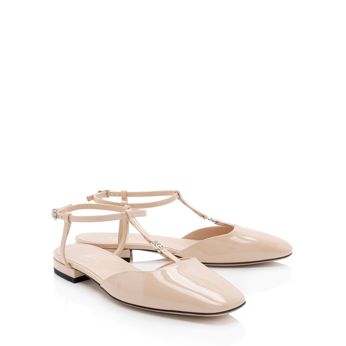 Gucci Patent Leather Double G T-Strap Flats
