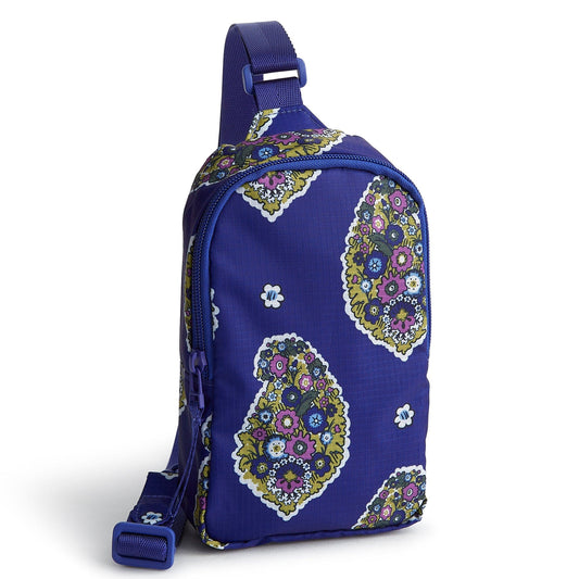 Small Lorman Sling Backpack-Kew Gardens Blue-Image 1-Vera Bradley