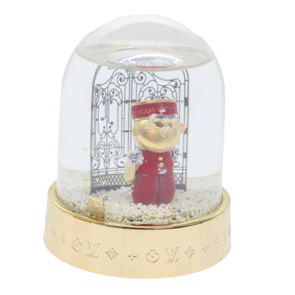 LOUIS VUITTON Gaston Snowball Snow Globe Clear Gold GI0550 LV 51069