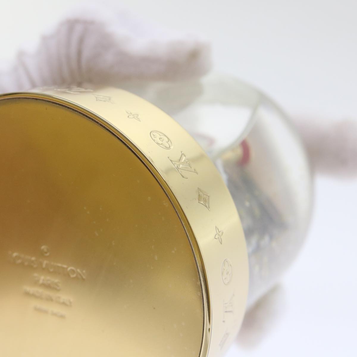 LOUIS VUITTON Gaston Snowball Snow Globe Clear Gold GI0550 LV 51069