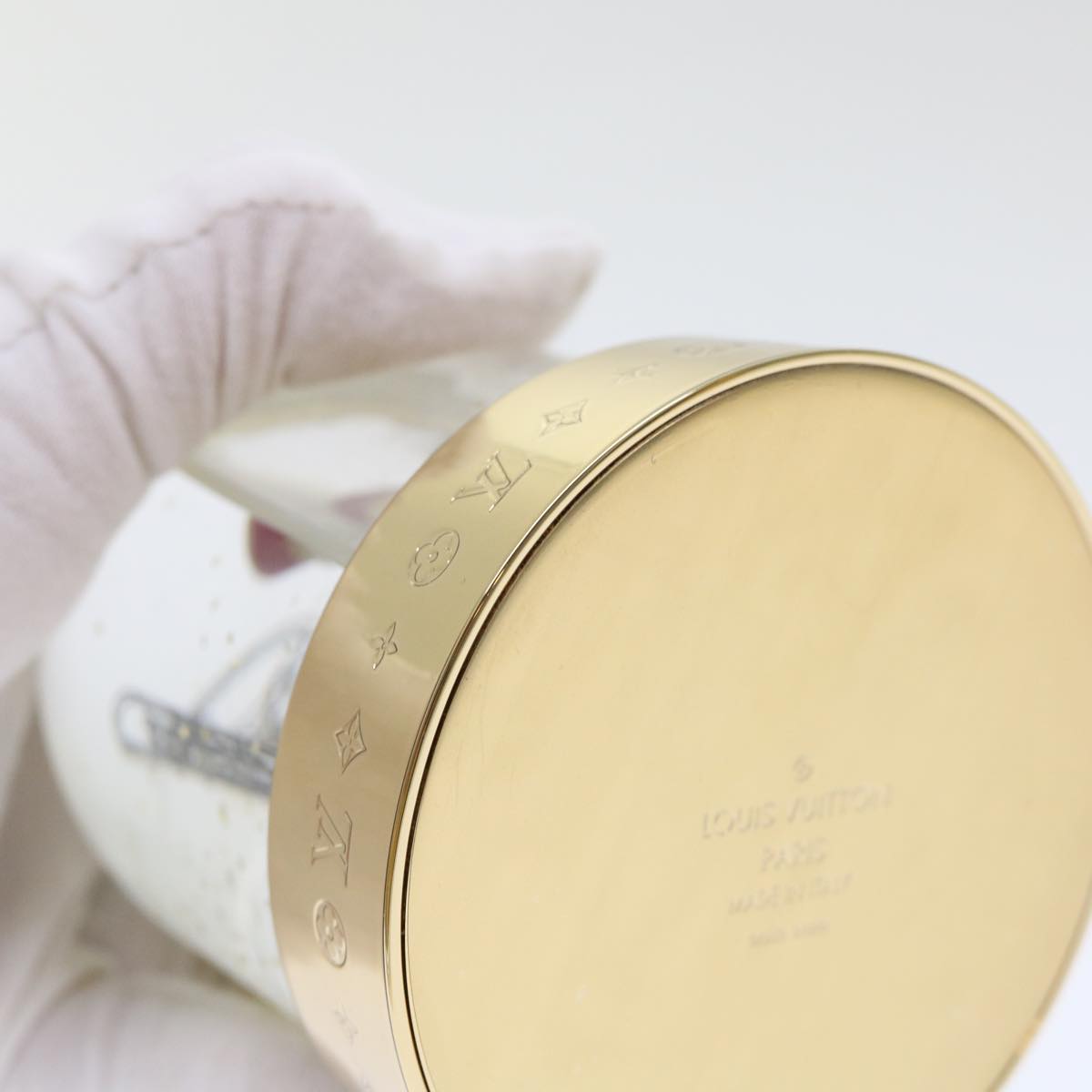 LOUIS VUITTON Gaston Snowball Snow Globe Clear Gold GI0550 LV 51069
