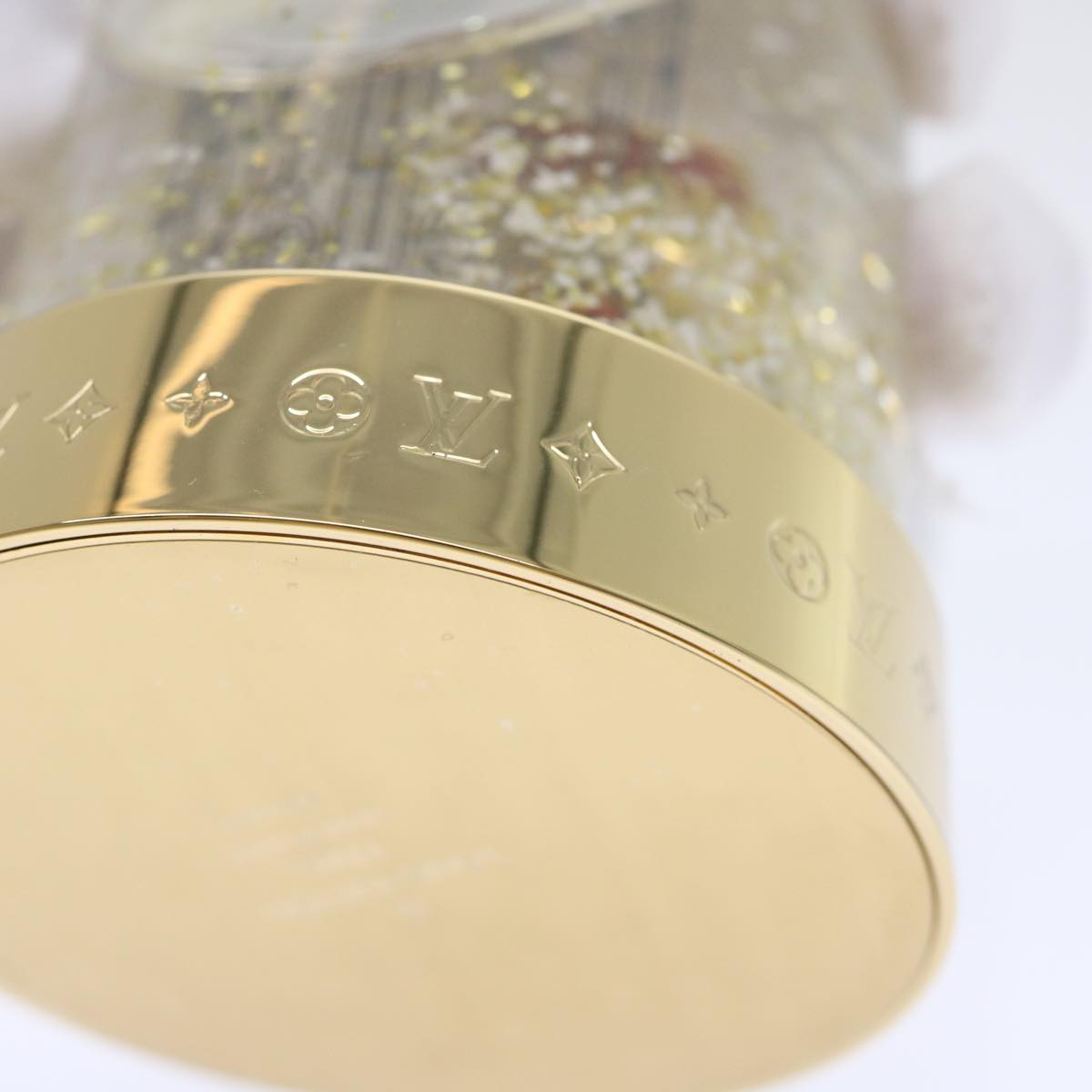 LOUIS VUITTON Gaston Snowball Snow Globe Clear Gold GI0550 LV 51069