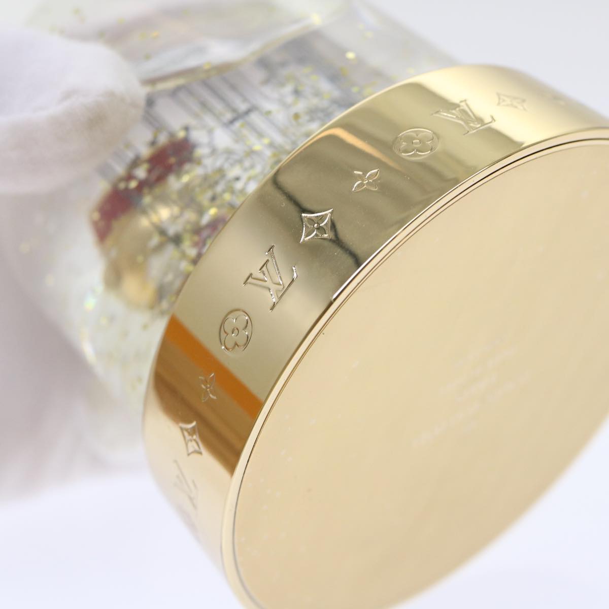 LOUIS VUITTON Gaston Snowball Snow Globe Clear Gold GI0550 LV 51069