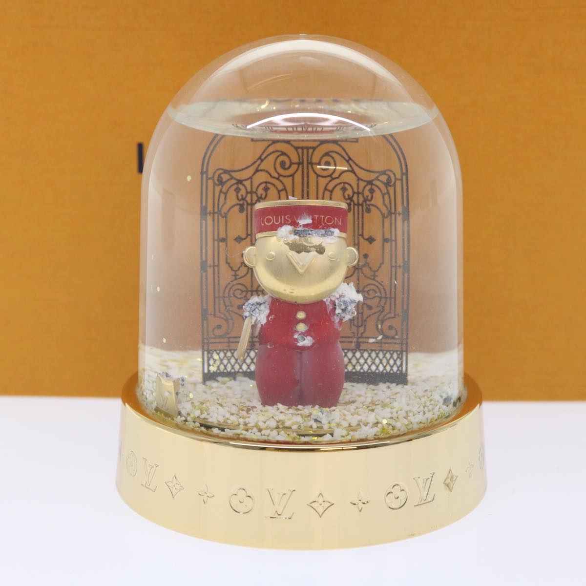 LOUIS VUITTON Gaston Snowball Snow Globe Clear Gold GI0550 LV 51069