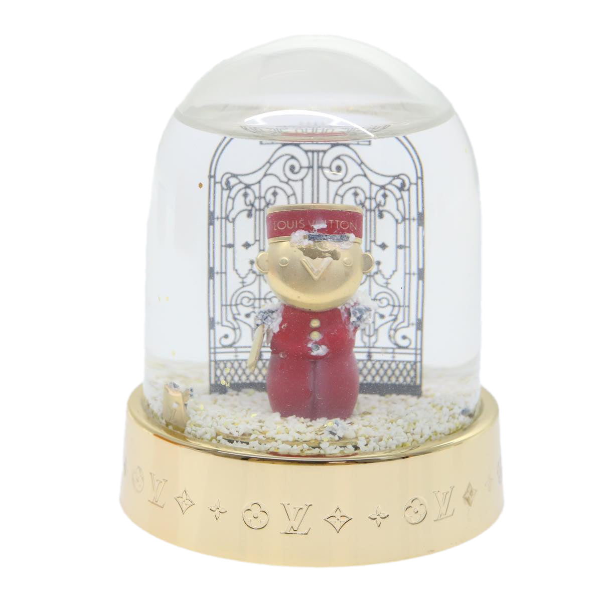 LOUIS VUITTON Gaston Snowball Snow Globe Clear Gold GI0550 LV 51069