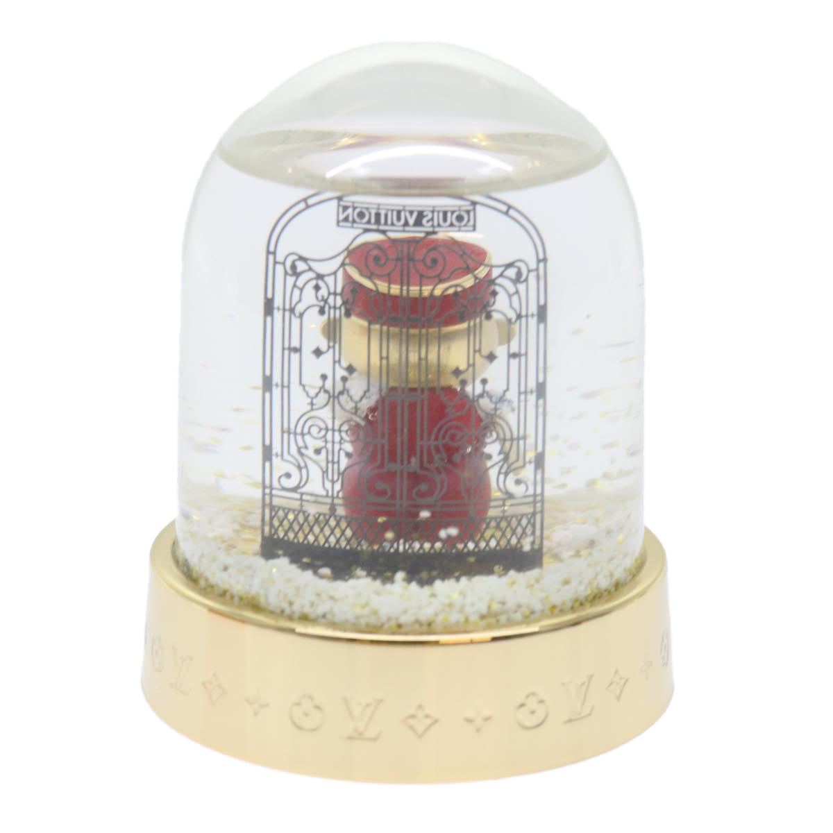 LOUIS VUITTON Gaston Snowball Snow Globe Clear Gold GI0550 LV 51069
