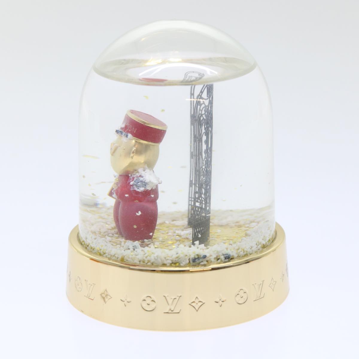 LOUIS VUITTON Gaston Snowball Snow Globe Clear Gold GI0550 LV 51069