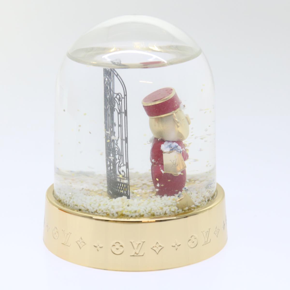 LOUIS VUITTON Gaston Snowball Snow Globe Clear Gold GI0550 LV 51069