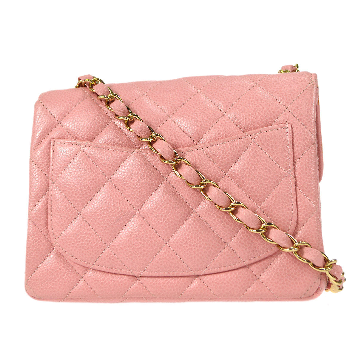 Luxury Chanel Pink Caviar Mini Square Flap Bag 17