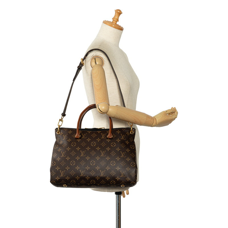 Louis Vuitton Monogram Pallas Handbag 2WAY M41064 Brown Black PVC Leather  Louis Vuitton