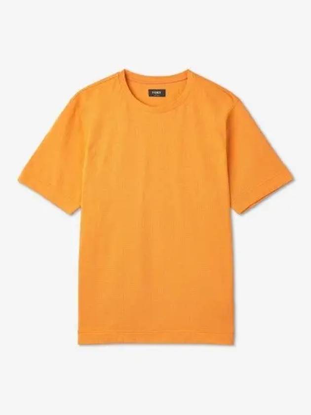Luxury Fendi All-Over Logo Short Sleeve T-Shirt Orange