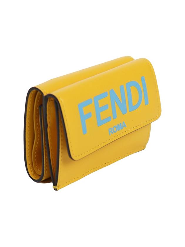 Luxury Fendi Logo Leather Half Wallet Yellow