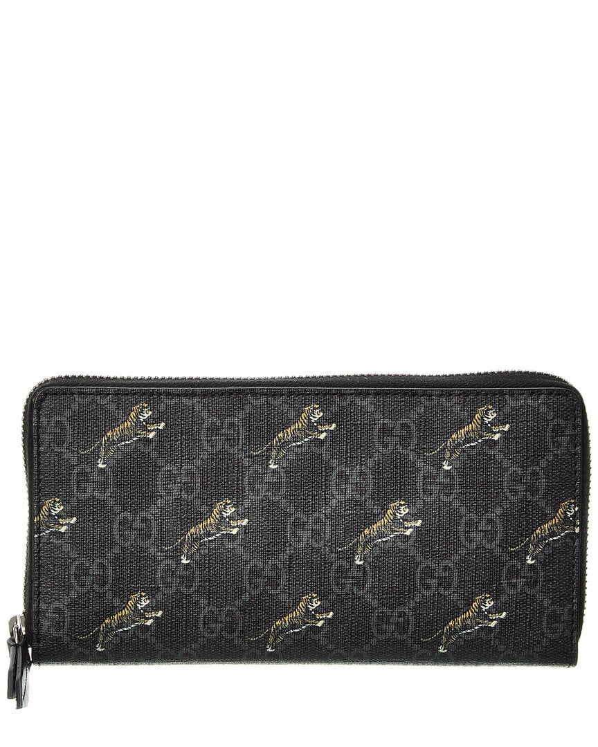 Luxury Gucci Trending 2025 GG Tigers Supreme Canvas Zip Around Wallet