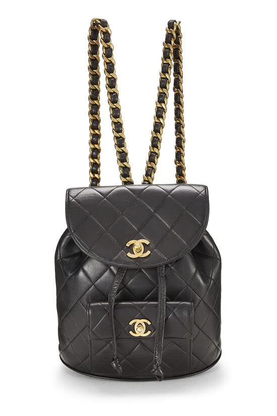 CHANEL,  Black Quilted Lambskin 'CC' Classic Backpack Medium, Black