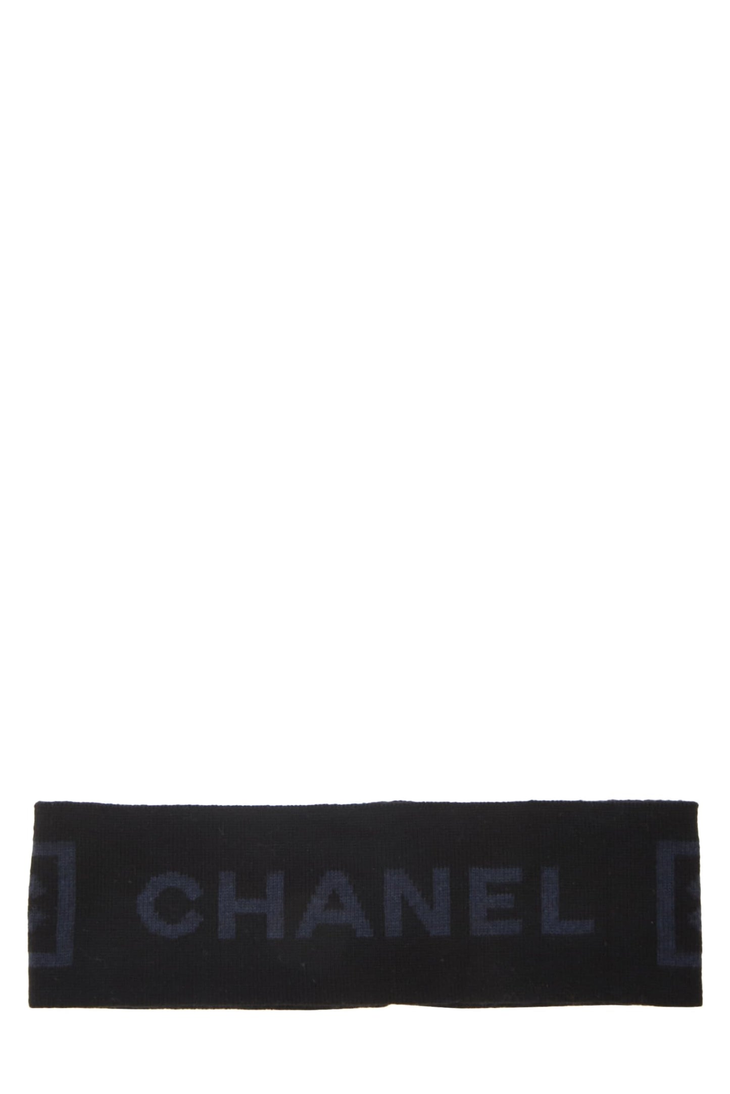 Chanel  Black & Blue Wool Sport Ligne Headband, Black