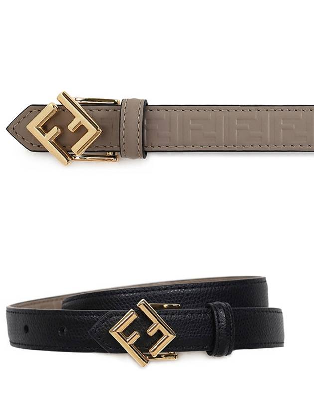 Luxury Fendi Diamond Reversible Leather Belt Black Beige