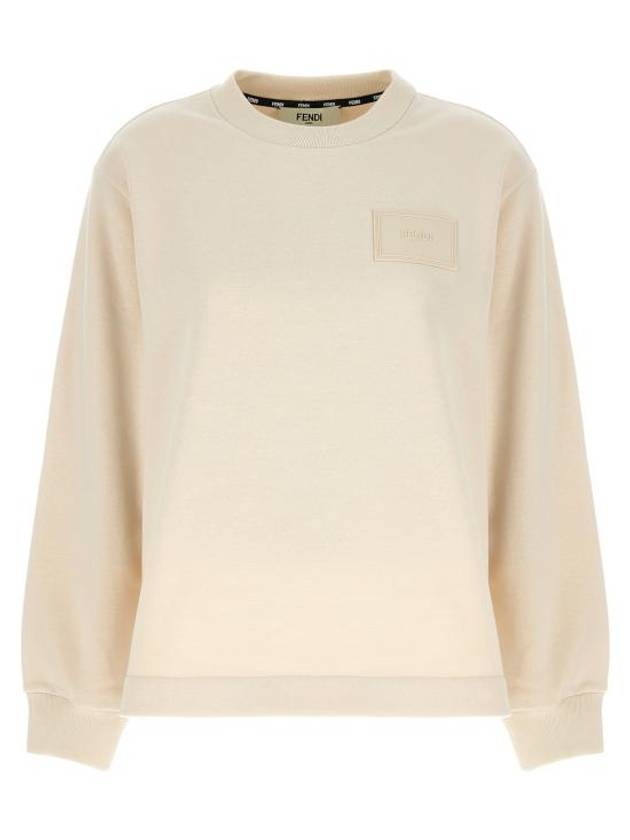 Luxury Fendi Patch Logo Sweatshirt Ivory
