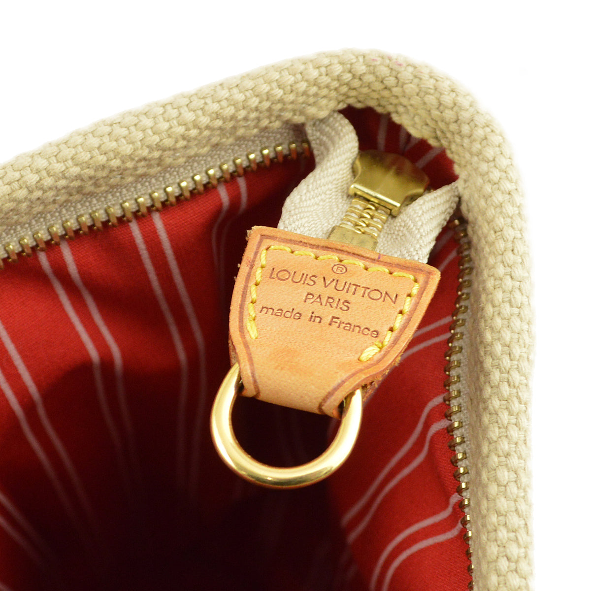 Louis Vuitton 2005 Beige Red Antigua Cabas MM Tote Bag M40035