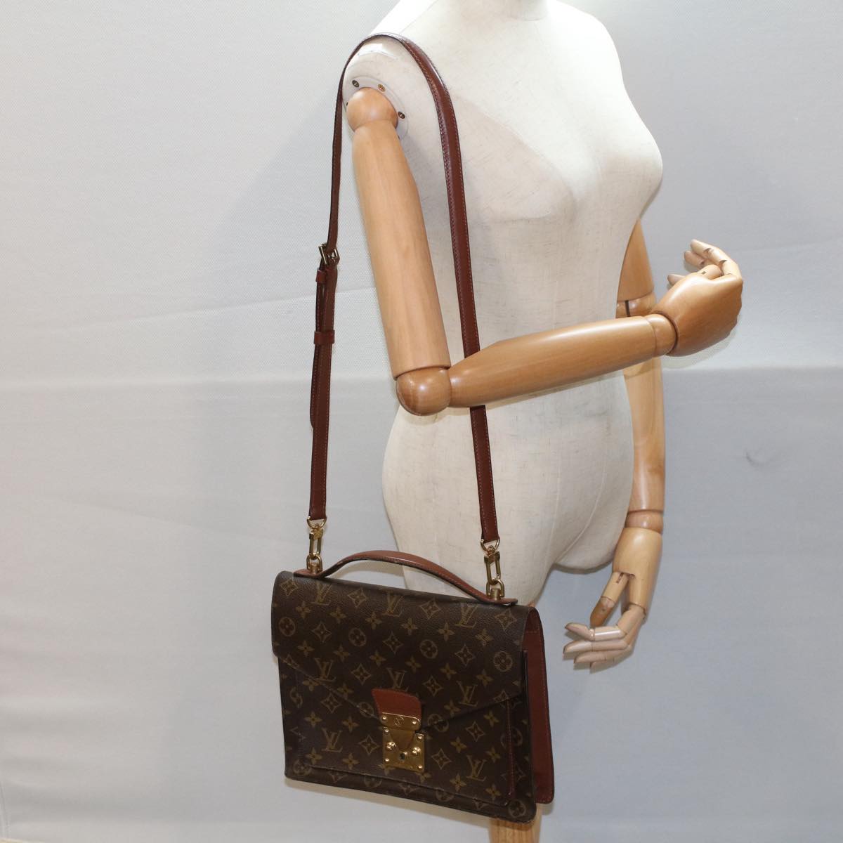 LOUIS VUITTON Monogram Monceau 28 Hand Bag 2way M51185 LV 52185