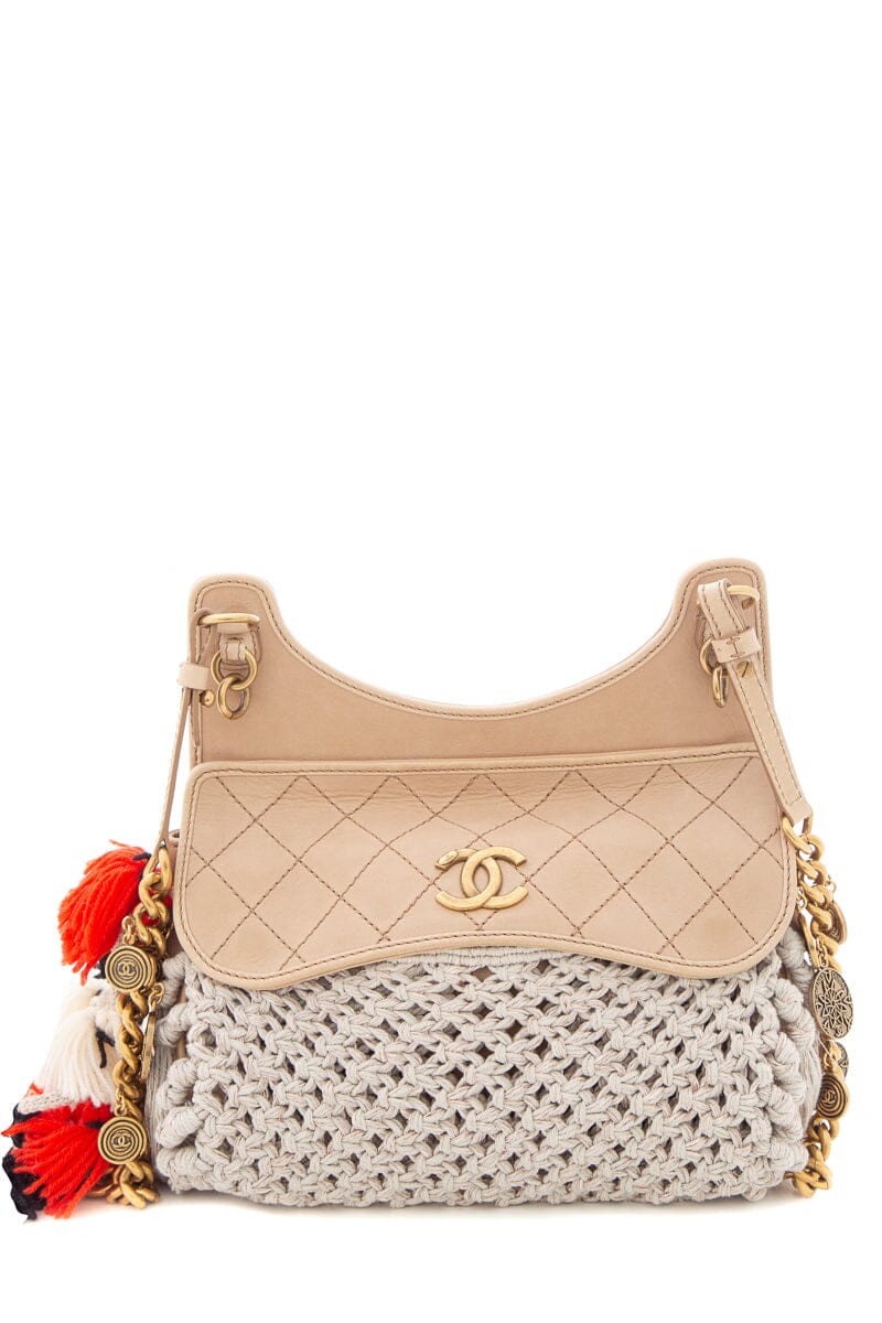 Luxury Chanel Tan Dubai Resort Crochet Cross-Body