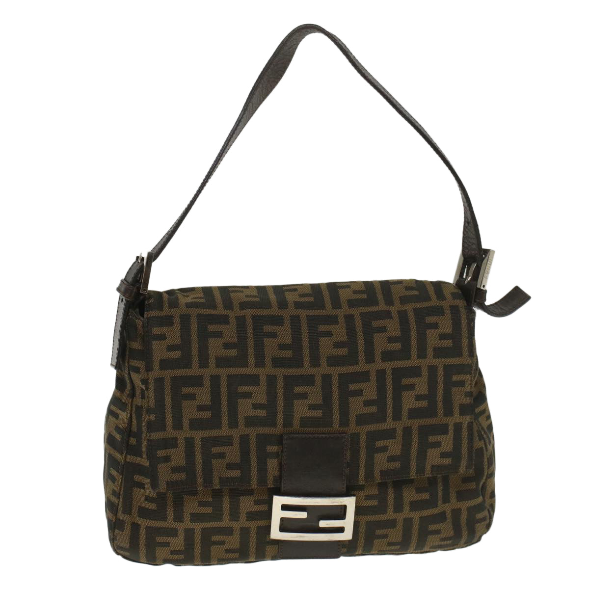 Luxury FendiZucca Canvas Mamma Baguette Shoulder Bag Brown52440