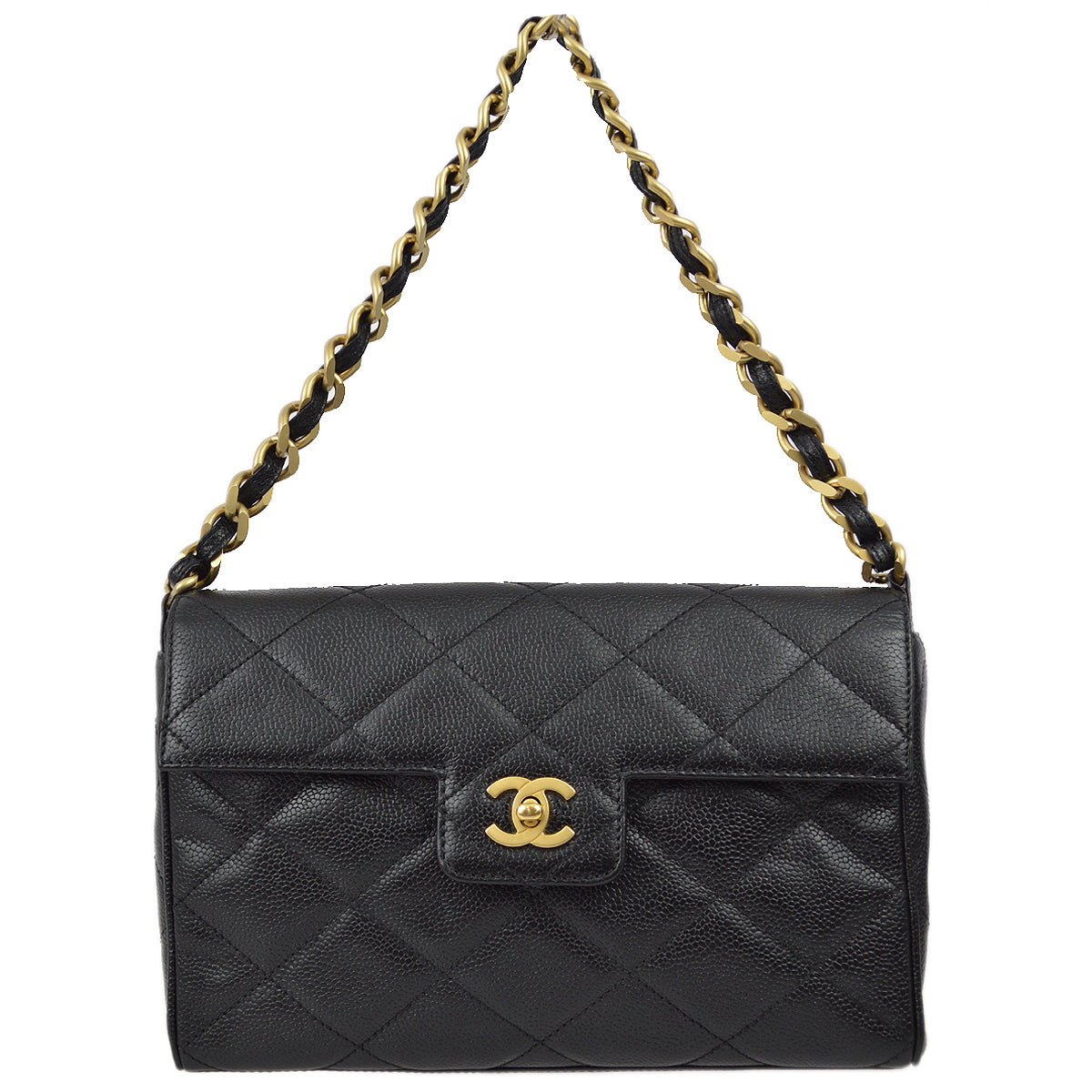 Luxury Chanel 2000-2001 Black Caviar Chain Handbag