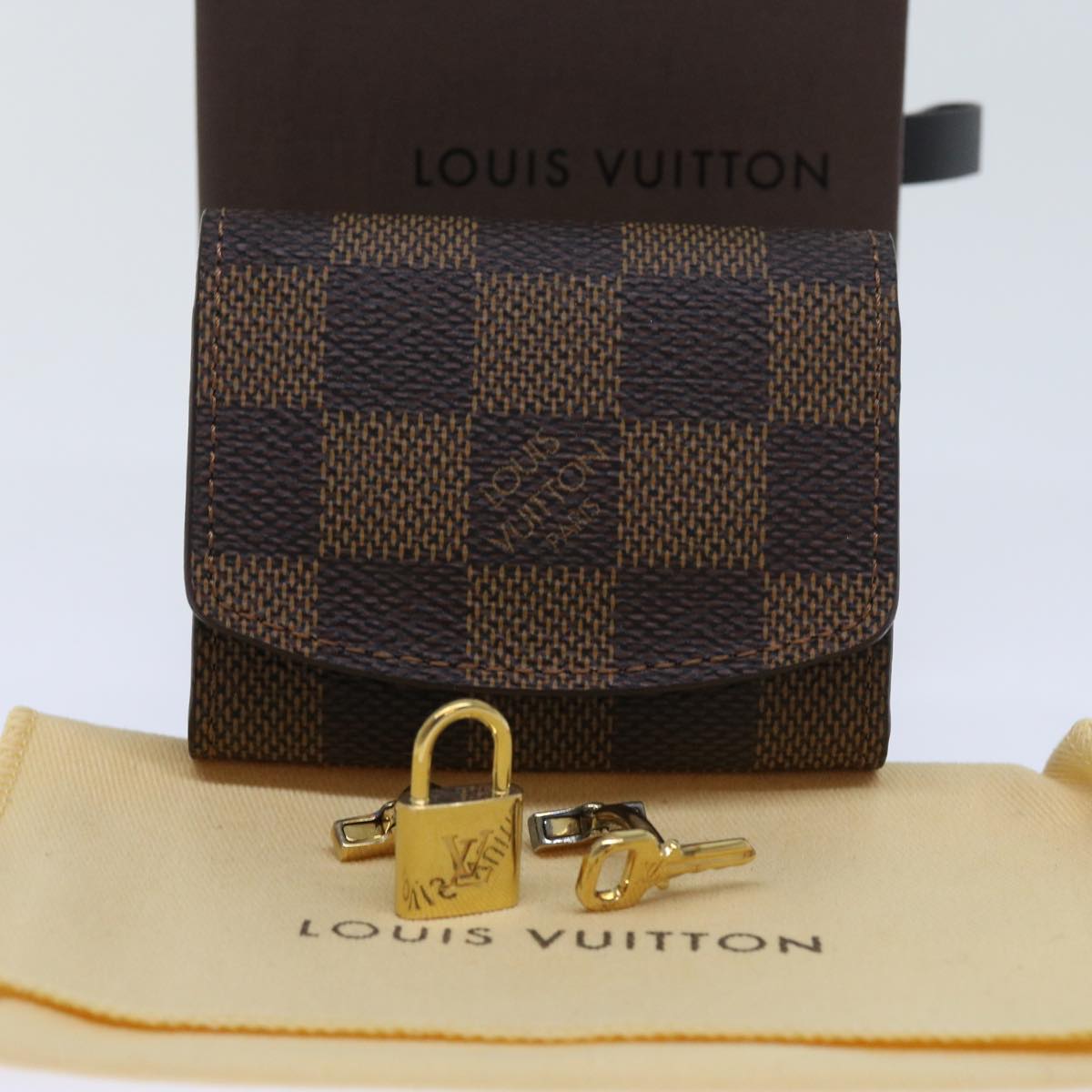LOUIS VUITTON Damier Ebene Bouton de Manchette Cadena Eclet M64600 LV 52593