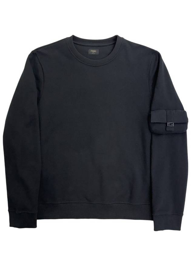 Luxury Fendi Baquette Crew Neck Cotton Sweatshirt Black