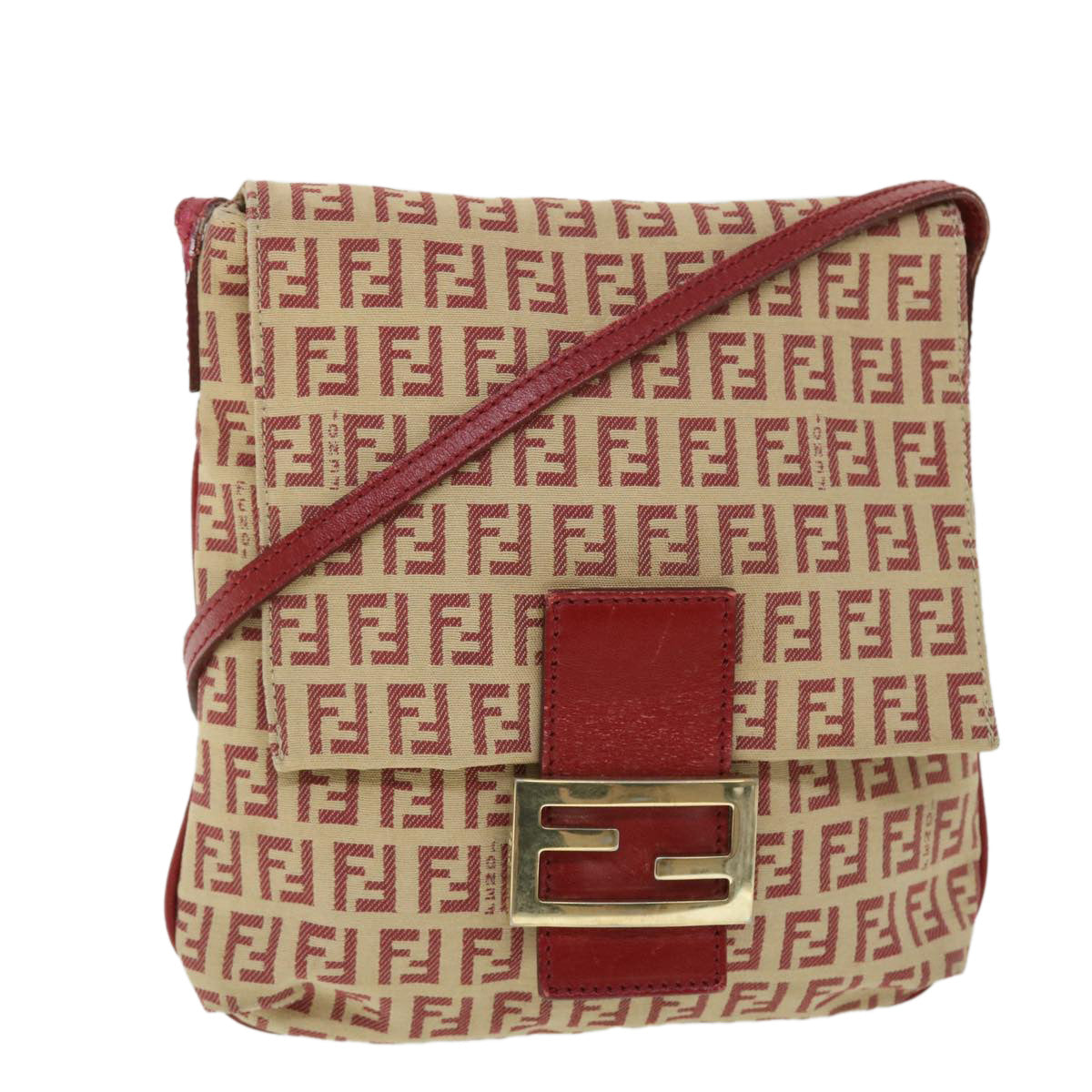Luxury FendiZucchino Canvas Mamma Baguette Shoulder Bag Beige Red52738