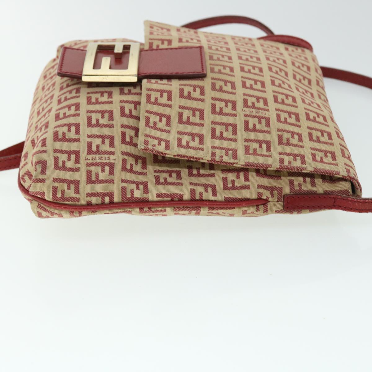 Luxury FendiZucchino Canvas Mamma Baguette Shoulder Bag Beige Red52738