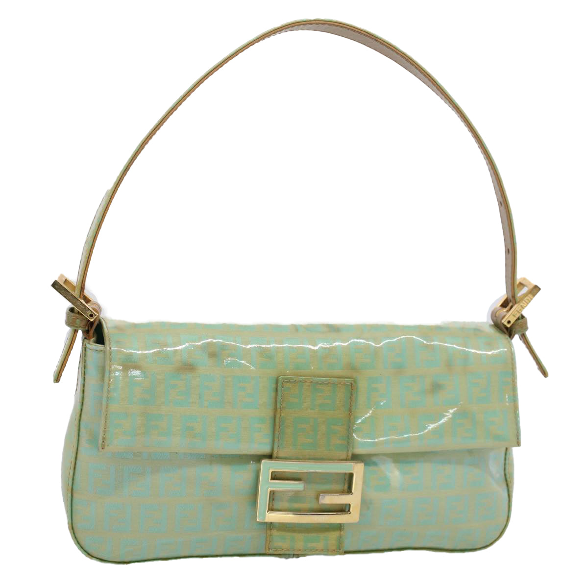Luxury FendiMamma Baguette Shoulder Bag Coated Canvas Light Blue52741