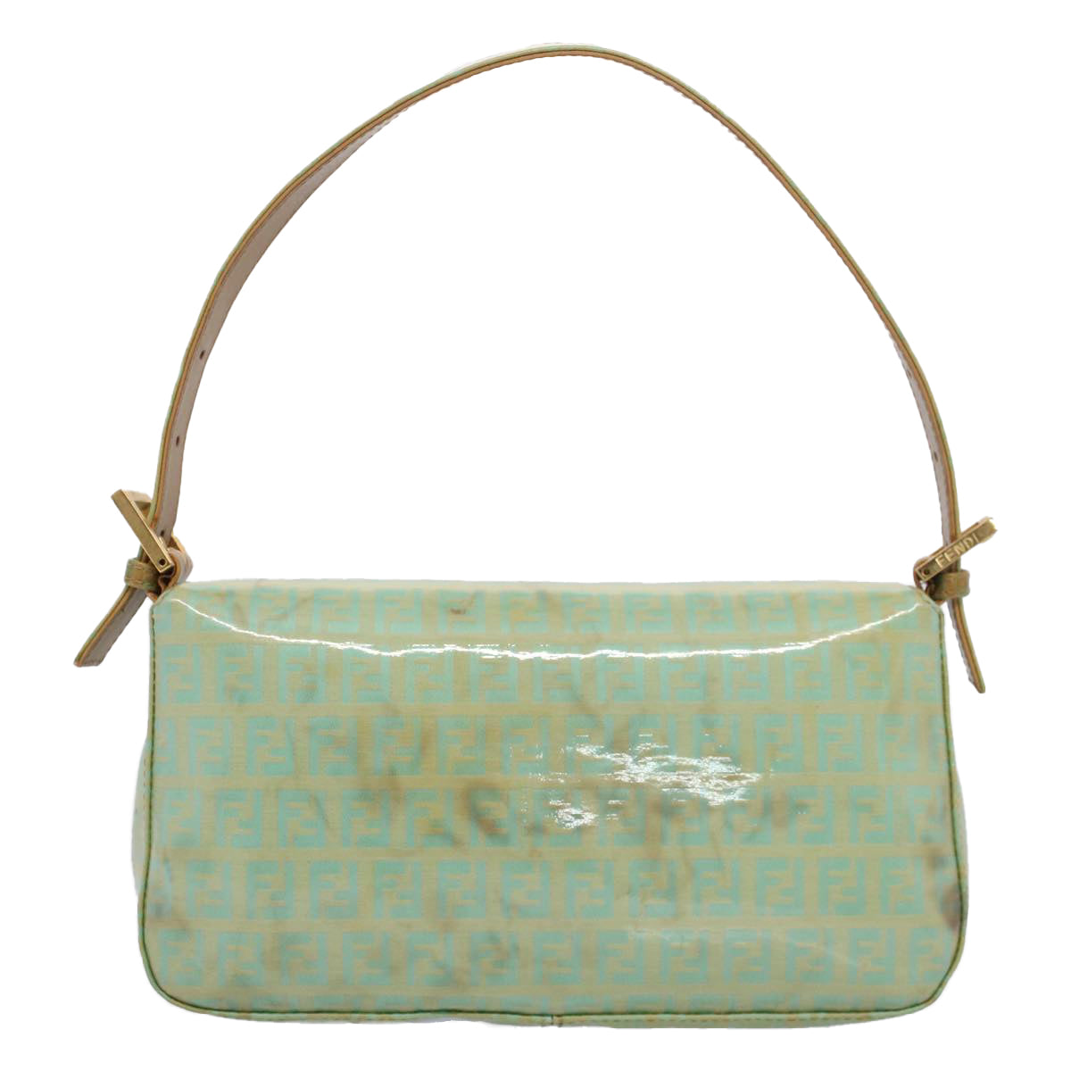 Luxury FendiMamma Baguette Shoulder Bag Coated Canvas Light Blue52741