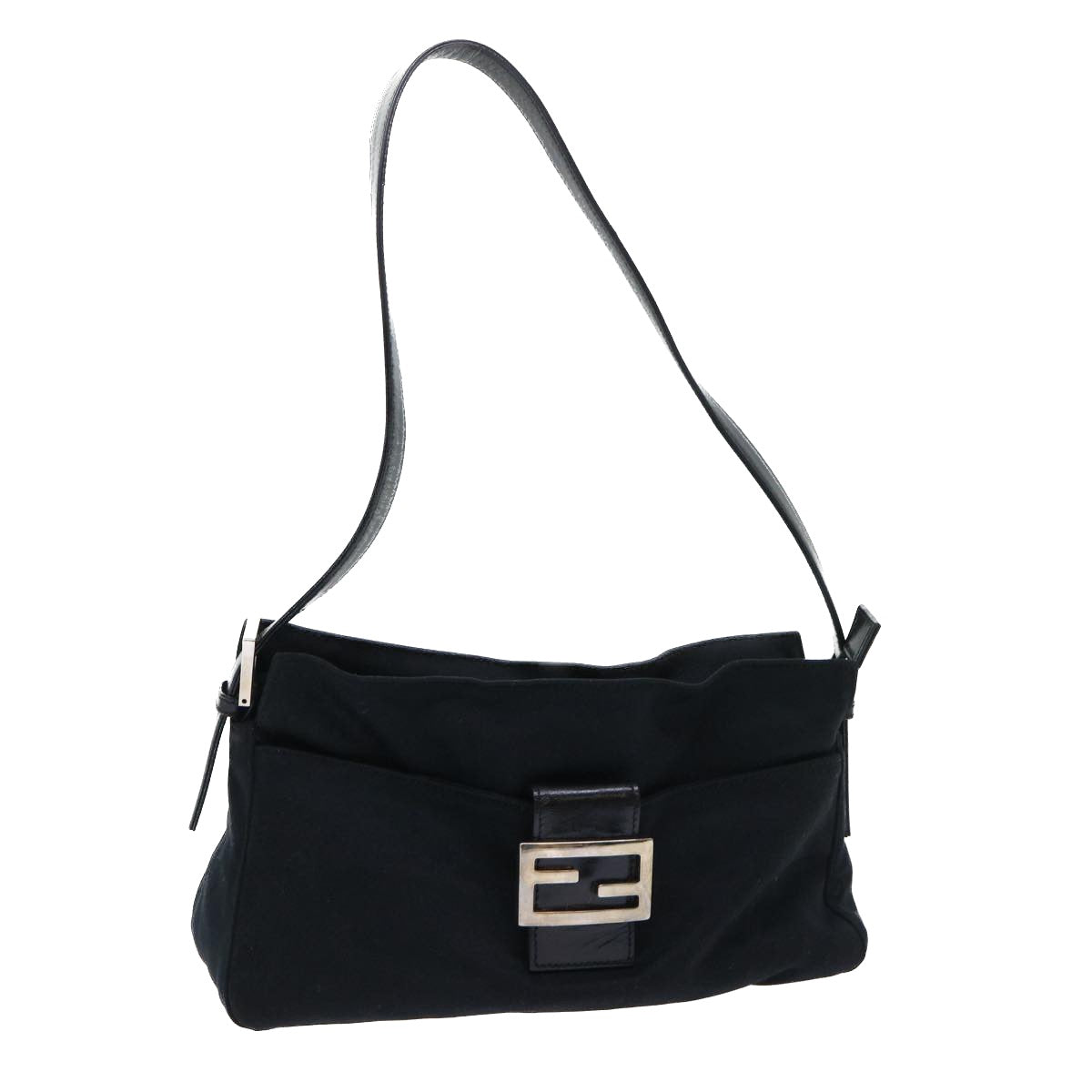 Luxury FendiMamma Baguette Shoulder Bag Coated Canvas Black52742