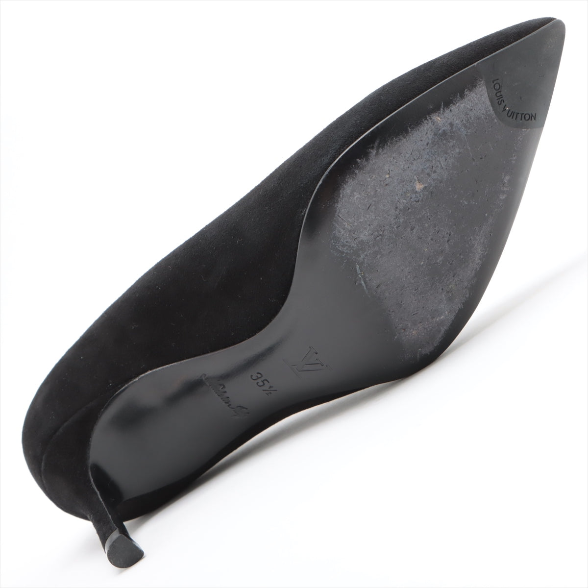 Louis Vuitton 16 Years Leather X Suede Pump 35 1/2  Black MA0126 LV Circle Logo
