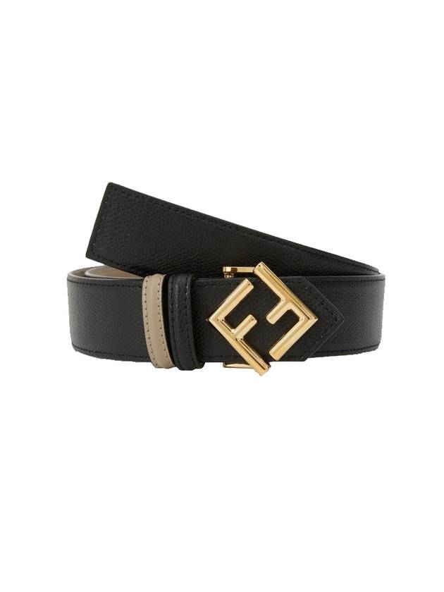 Luxury Fendi Reversible Leather Belt Black Dove Grey