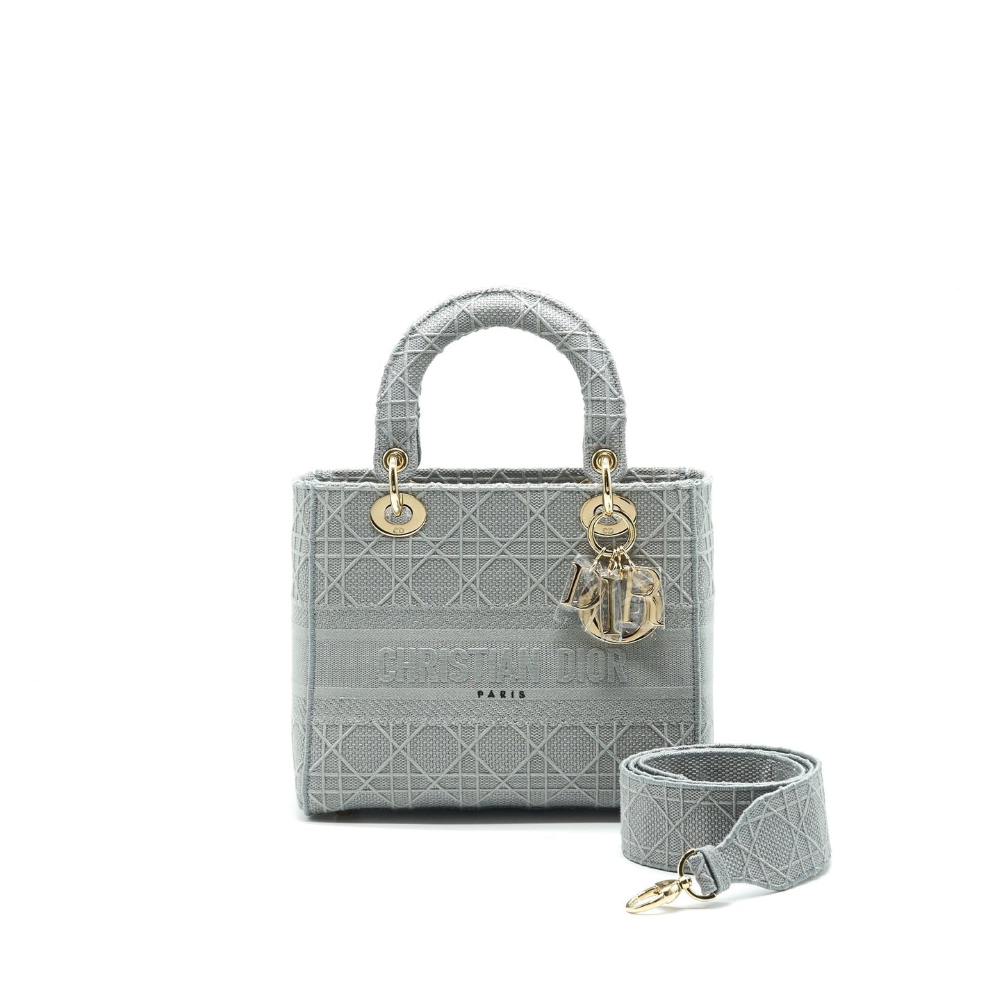 Christian Luxury Dior Cannage Canvas Medium Lady Luxury Dior Grey